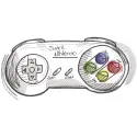 Embroidery design of a Super Nintendo joystick, featuring detailed sketch art, perfect for game heroes enthusiasts.