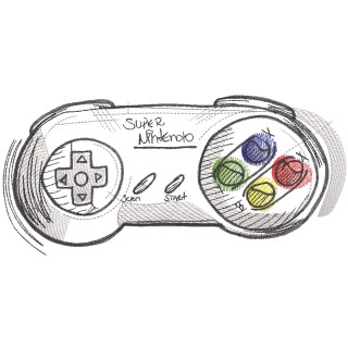 Super Nintendo joystick sketch embroidery design - Embroidery Design