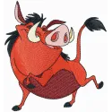 Pumbaa embroidery design showcasing a beloved character from the Lion King, ideal for stitching on t-shirts and bags.