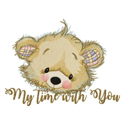 Preview of the 'My Time With You' embroidery design featuring a charming teddy bear motif.