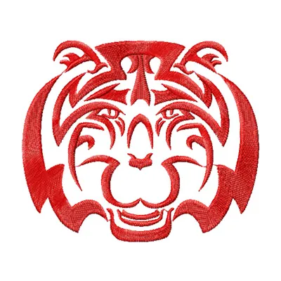 Tribal Tiger 2 embroidery design showcasing a striking tiger motif, perfect for stitching on apparel and home decor.