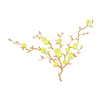 Apple flowers branch embroidery design showcasing delicate floral motifs for creative stitching projects.