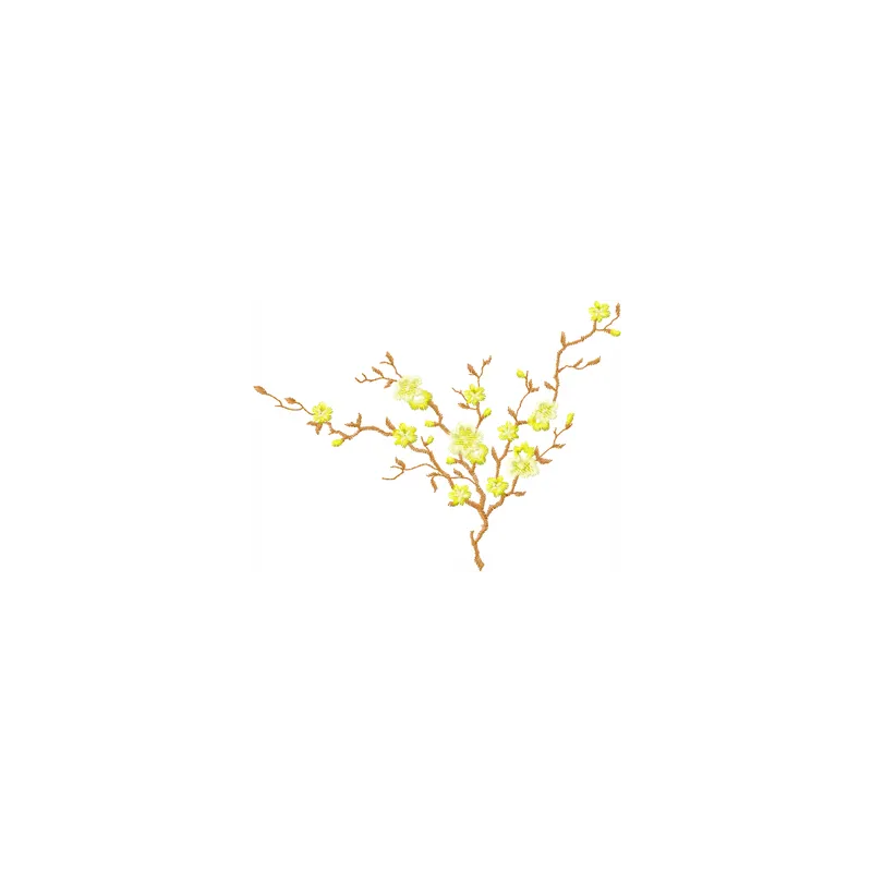 Apple flowers branch embroidery design showcasing delicate floral motifs for creative stitching projects.