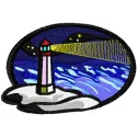Lighthouse embroidery design showcasing a detailed coastal scene, ideal for travel-themed projects.