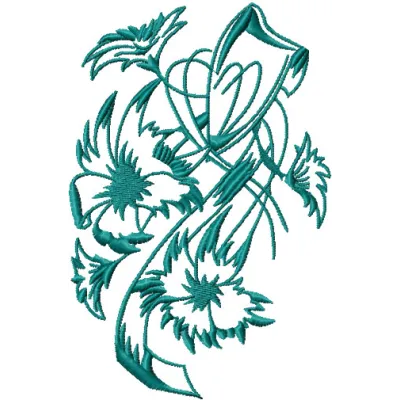 Swirl Flower embroidery design preview showcasing intricate floral motifs for creative stitching projects.