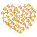 Happy Heart embroidery design showcased on a vibrant background, perfect for holiday stitching projects.