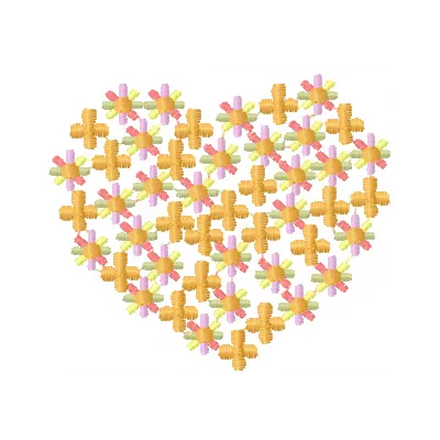 Happy Heart embroidery design showcased on a vibrant background, perfect for holiday stitching projects.