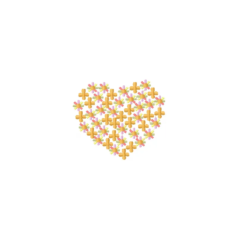 Happy Heart embroidery design showcased on a vibrant background, perfect for holiday stitching projects.