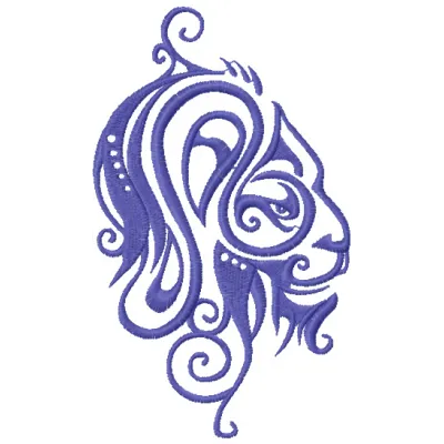Zodiac Sign Lion embroidery design showcasing a majestic lion motif perfect for stitching on apparel and accessories.