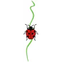 Leave and ladybug embroidery design featuring intricate details of insects on a fabric background.