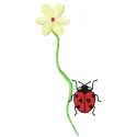Flower and ladybug embroidery design showcasing vibrant colors, perfect for adding charm to various fabric projects.