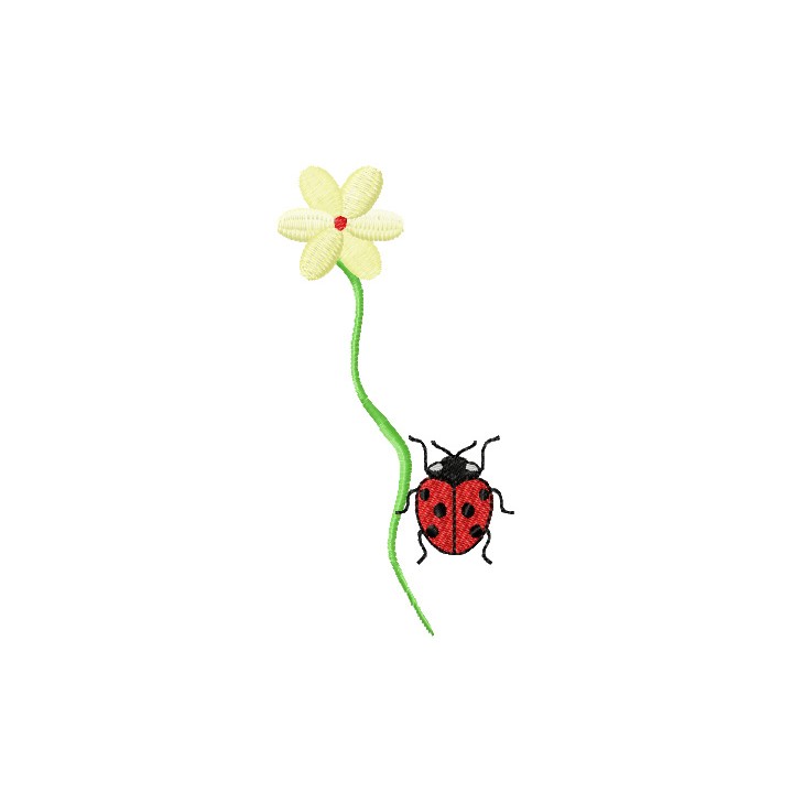 Flower and ladybug embroidery design - Embroidery Design