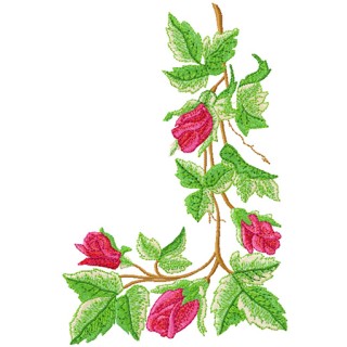 Corner roses embroidery design - Embroidery Design