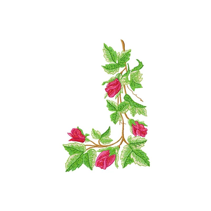 Corner roses embroidery design showcasing elegant floral motifs for creative stitching projects.
