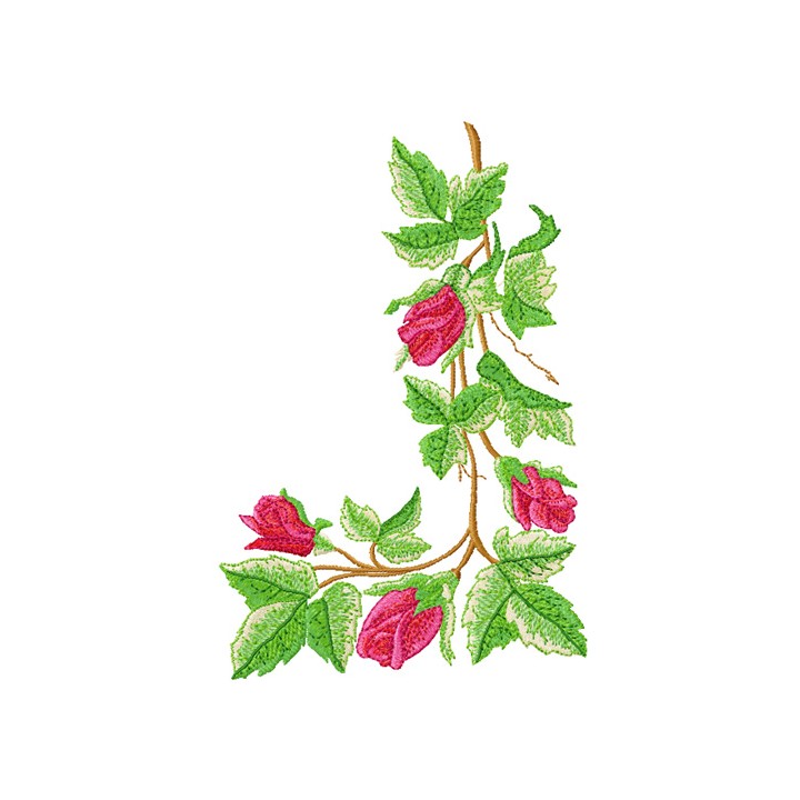 Corner roses embroidery design - Embroidery Design