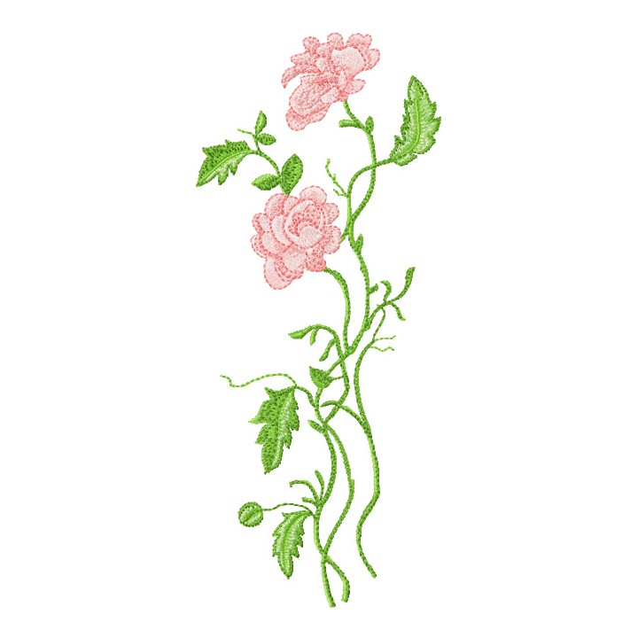 Long stem roses embroidery design - Embroidery Design