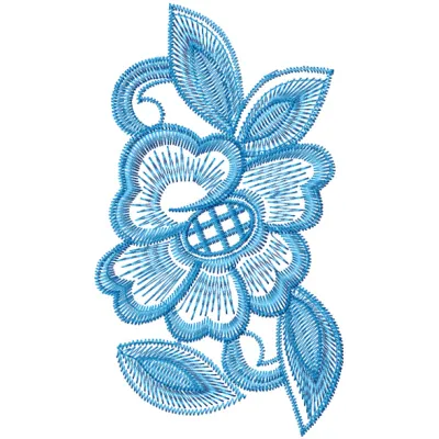 Preview of a flower dress element embroidery design showcasing intricate floral details for decorative stitching.