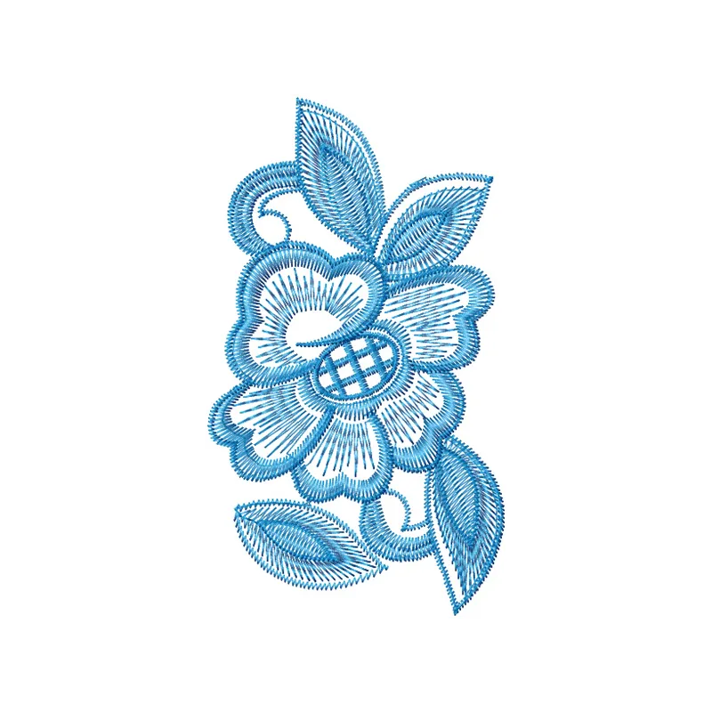 Preview of a flower dress element embroidery design showcasing intricate floral details for decorative stitching.