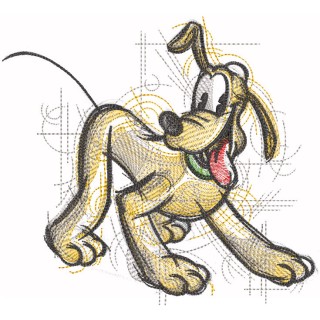 Playing Pluto sketch embroidery design - Embroidery Design