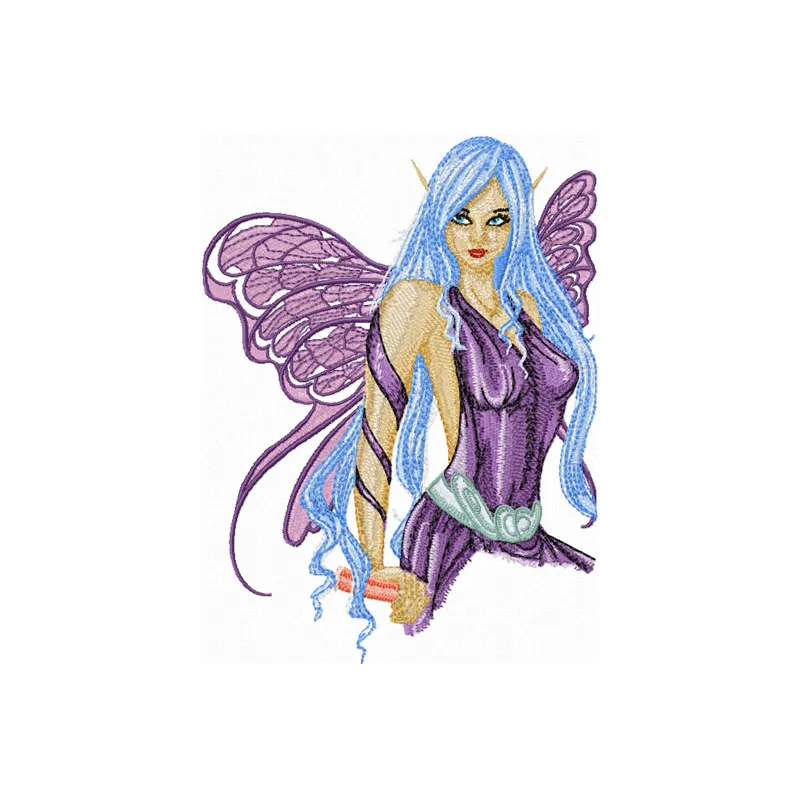 Fairy 1 embroidery design showcasing a whimsical fairy, perfect for adding magic to various stitched motifs.