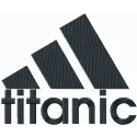 Titanic Adidas logo embroidery design preview showcasing intricate stitching for apparel and fashion items.