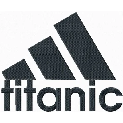 Titanic Adidas logo embroidery design preview showcasing intricate stitching for apparel and fashion items.