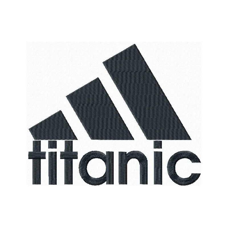 Titanic Adidas logo embroidery design preview showcasing intricate stitching for apparel and fashion items.
