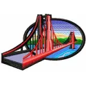 Bridge embroidery design showcasing intricate stitching patterns inspired by famous landmarks for travel enthusiasts.