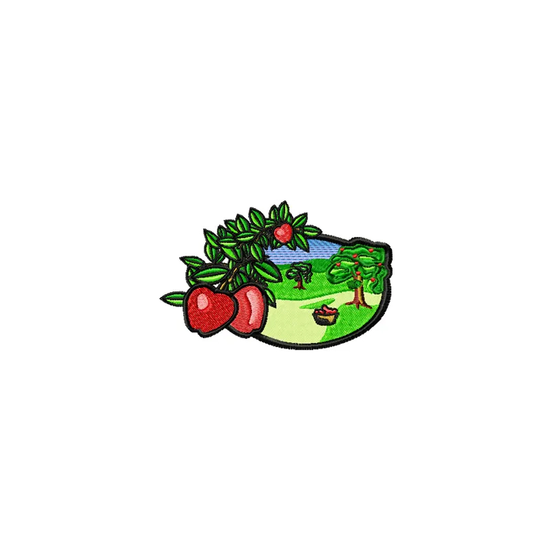 Apple Garden embroidery design showcasing vibrant motifs inspired by nature, perfect for travel-themed projects.