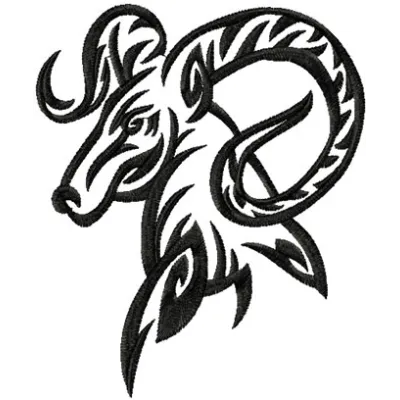 Tribal Goat embroidery design showcasing intricate stitching patterns for animal-themed projects.