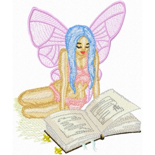 Fairy Reading Book embroidery design - Embroidery Design