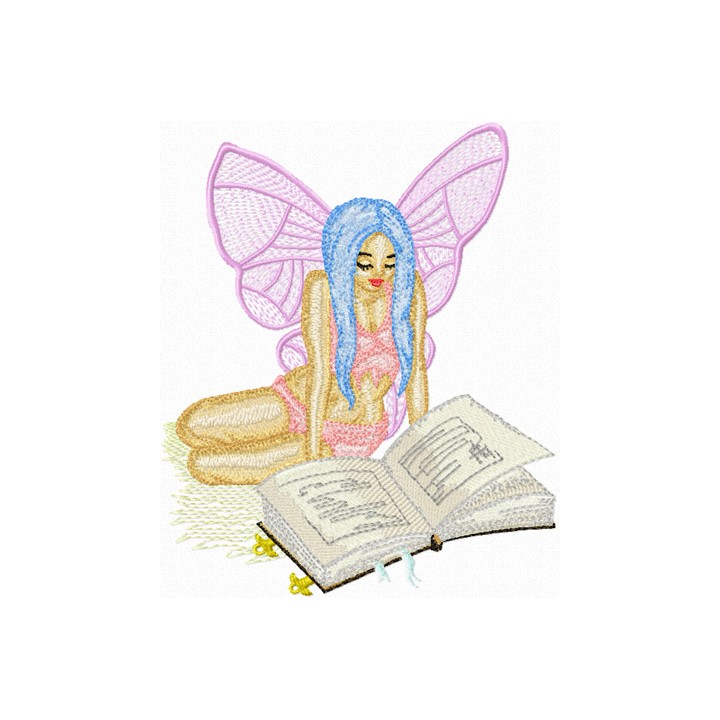 Fairy Reading Book embroidery design - Embroidery Design