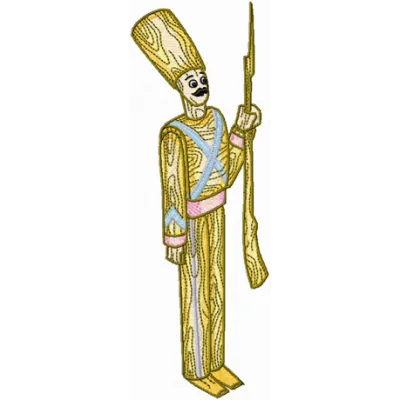 Wooden Toy Soldier embroidery design showcasing a playful stitched motif perfect for children's toys.