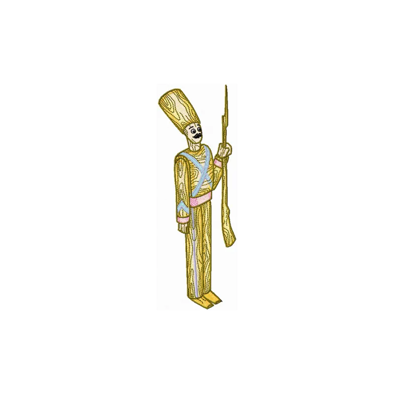 Wooden Toy Soldier embroidery design showcasing a playful stitched motif perfect for children's toys.