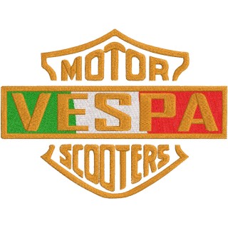 Vespa motor scooters logo embroidery design - Embroidery Design