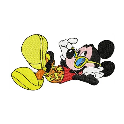 Mickey Mouse relax embroidery design featuring a playful motif, ideal for t-shirts, hoodies, and tote bags.
