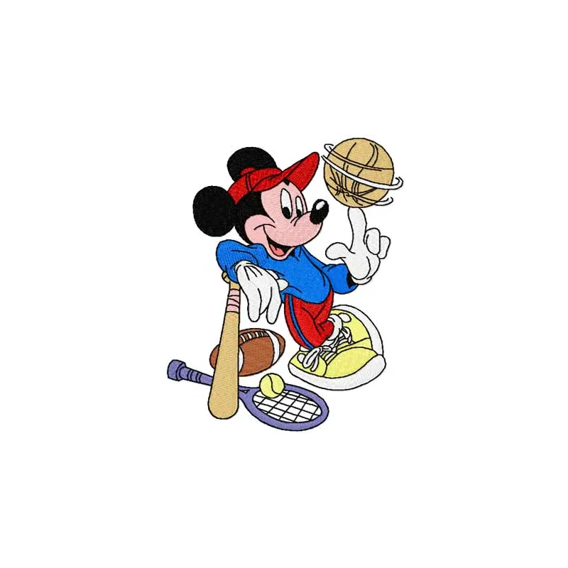 Mickey Mouse Baseball embroidery design featuring playful stitching patterns for fun projects.