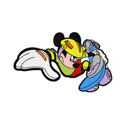 Mickey Mouse Scooter embroidery design showcasing a playful motif for creative stitching projects.