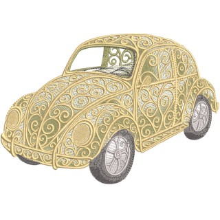 Openwork Volkswagen Beetle car embroidery design - Embroidery Design