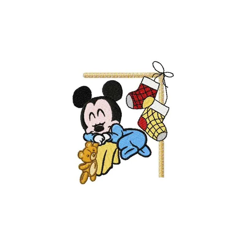 Mickey Mouse Christmas Dream embroidery design featuring Mickey in festive attire, ideal for holiday projects.