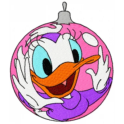 Daisy Duck Christmas Ball embroidery design showcasing a festive motif for holiday stitching projects.
