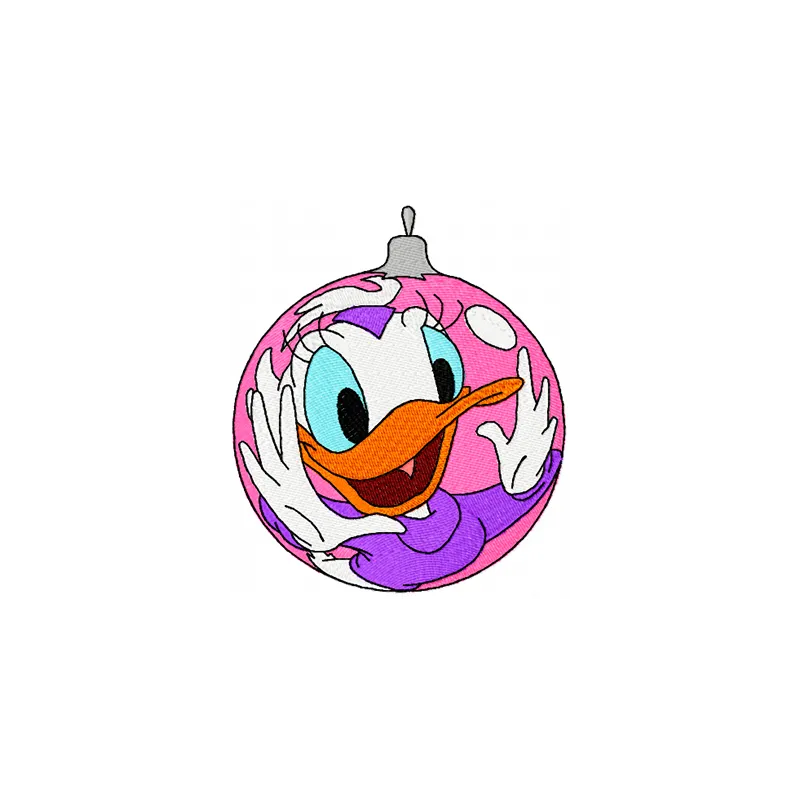 Daisy Duck Christmas Ball embroidery design showcasing a festive motif for holiday stitching projects.