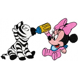 Minnie Mouse and zebra  embroidery design - Embroidery Design