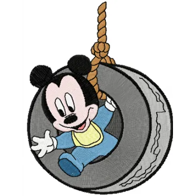 Mickey Mouse play embroidery design showcasing playful motifs for stitching on t-shirts or baby onesies.