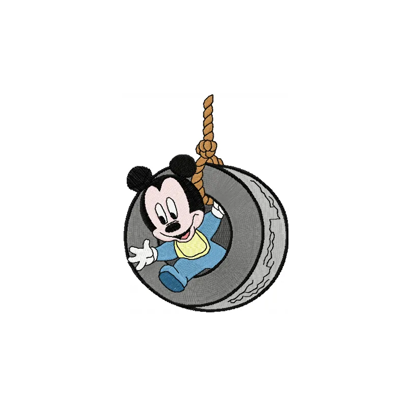 Mickey Mouse play embroidery design showcasing playful motifs for stitching on t-shirts or baby onesies.