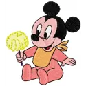 Minnie Mouse embroidery design featuring her enjoying a delicious ice cream treat, perfect for playful projects.