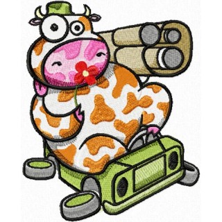 Cow - "I Don't Like War, I Like Flower" - Manimals embroidery design - Embroidery Design