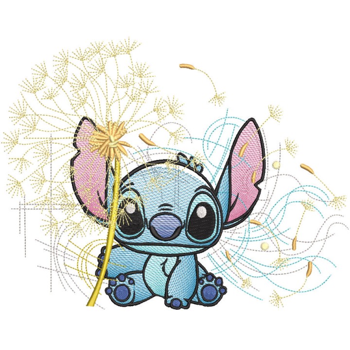 Sitting Stitch with dandelion embroidery design - Embroidery Design