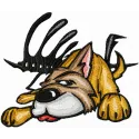 Funny Dog 2 embroidery design featuring a whimsical dog motif, perfect for stitching on t-shirts or tote bags.