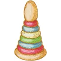 Wooden Pyramid embroidery design preview showcasing colorful stitched motifs for toy projects.
